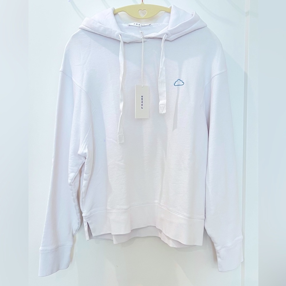 Frame Denim Women's Cream Hoodie with Blue Detail